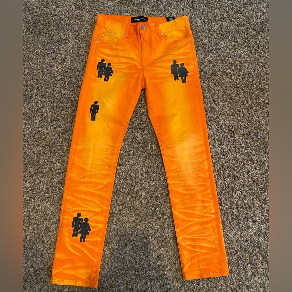 Homme + Femme Duo Denim Orange Jeans